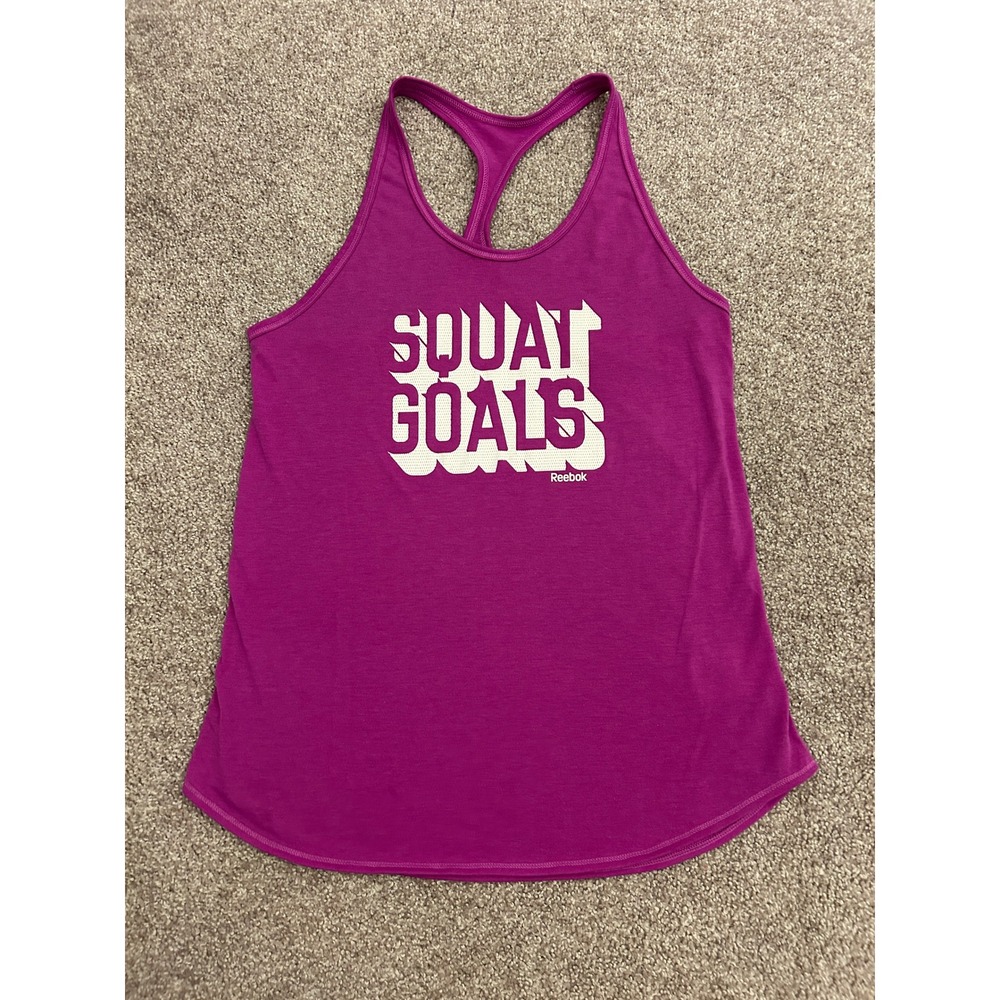 Reebok Tank Top Womens Small Purple Excellent Squat Goals Racerback Athletic